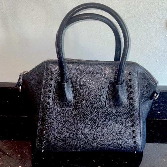 Valentino By Mario Valentino Handbags - Valentino By Mario Valentino Black Textured Satchel with studs.